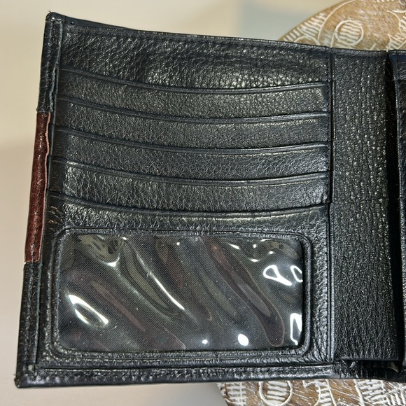 BRIGHTON SOFT LEATHER BLACK/BROWN WOVEN DESIGN WALLET - Picture 6 of 16